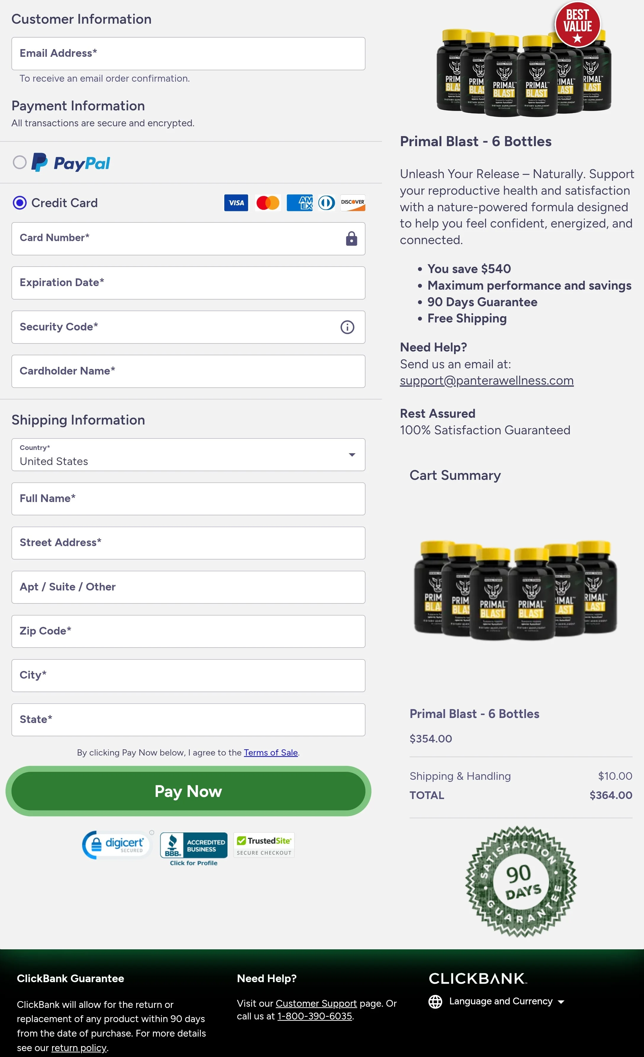 Primal Blast order form